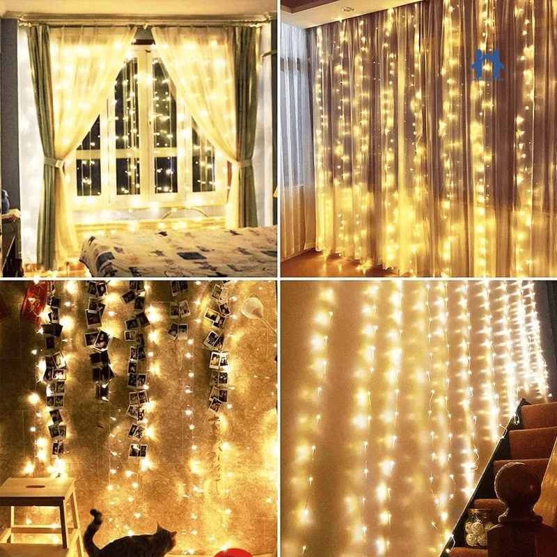 Cortina de LED Natalina 300 Luzes – 8 Efeitos Mágicos de Iluminação