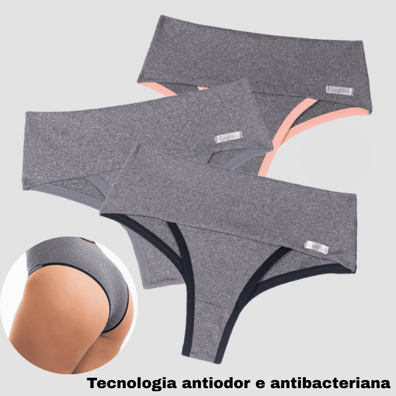 Kit Calcinhas Cintura Alta FitBelle [A Prova de Vazamentos]