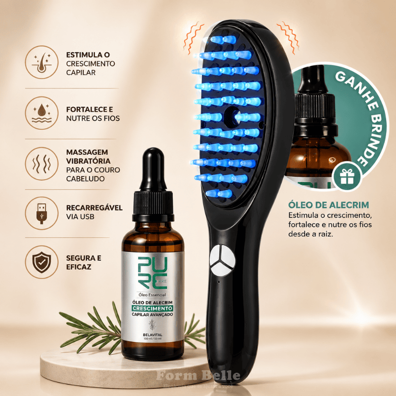 Escova Massageadora BelleHair™ - Crescimento Capilar Intensivo + Brinde