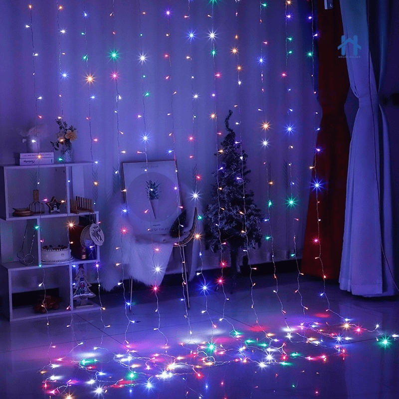 Cortina de LED Natalina 300 Luzes – 8 Efeitos Mágicos de Iluminação