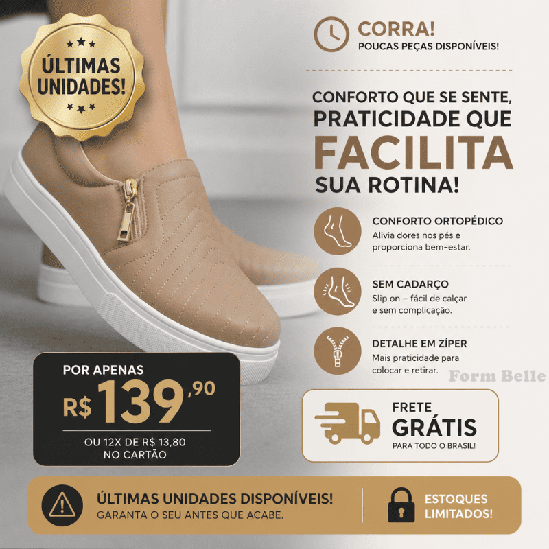 Tênis Feminino Slip On™ – Calce Fácil sem Usar as Mãos