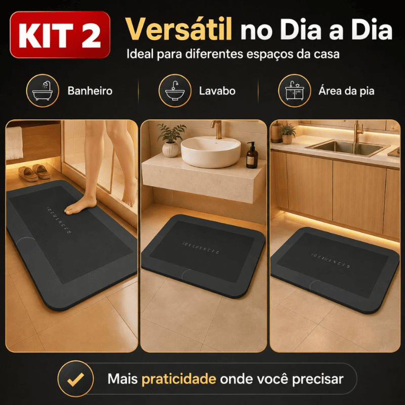 Tapete de Banheiro Premium HydraMat™ – Tecnologia 4 Camadas com Secagem Instantânea