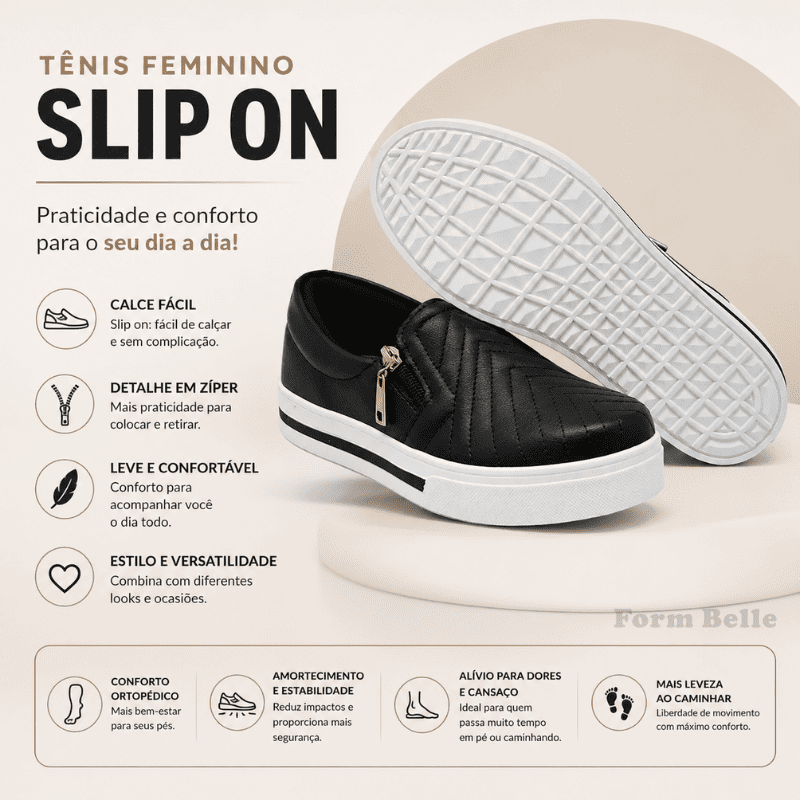 Tênis Feminino Slip On™ – Calce Fácil sem Usar as Mãos