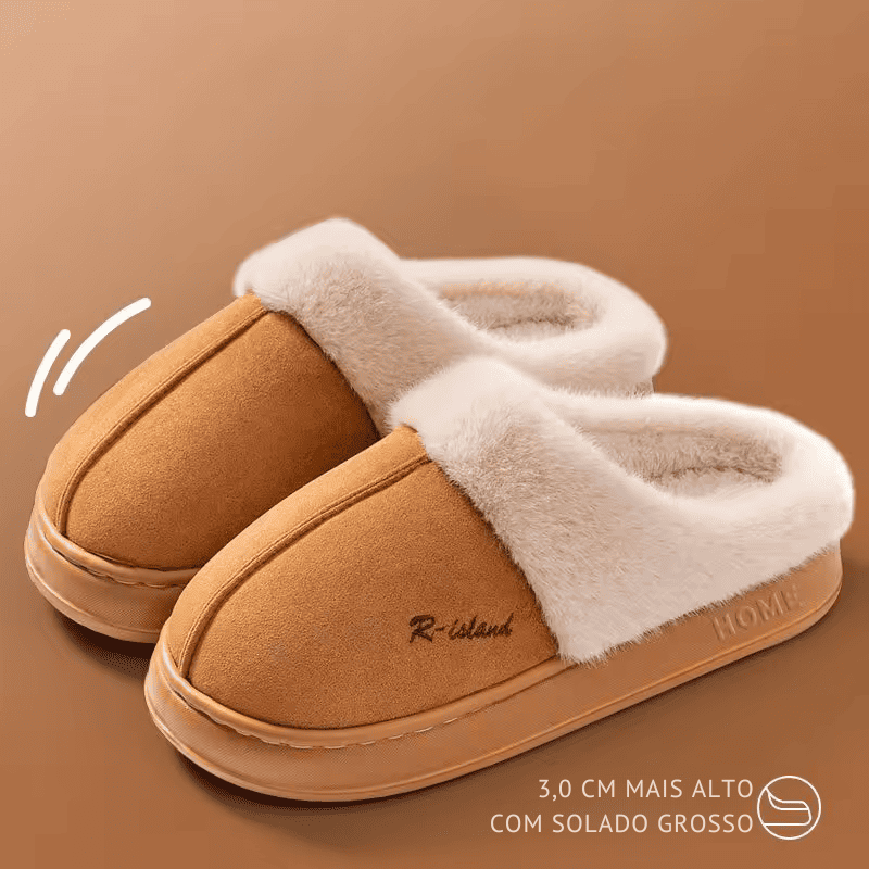 Pantufa Nuvem Peluciada de Inverno Premium – Conforto Que Aquece Seus Pés