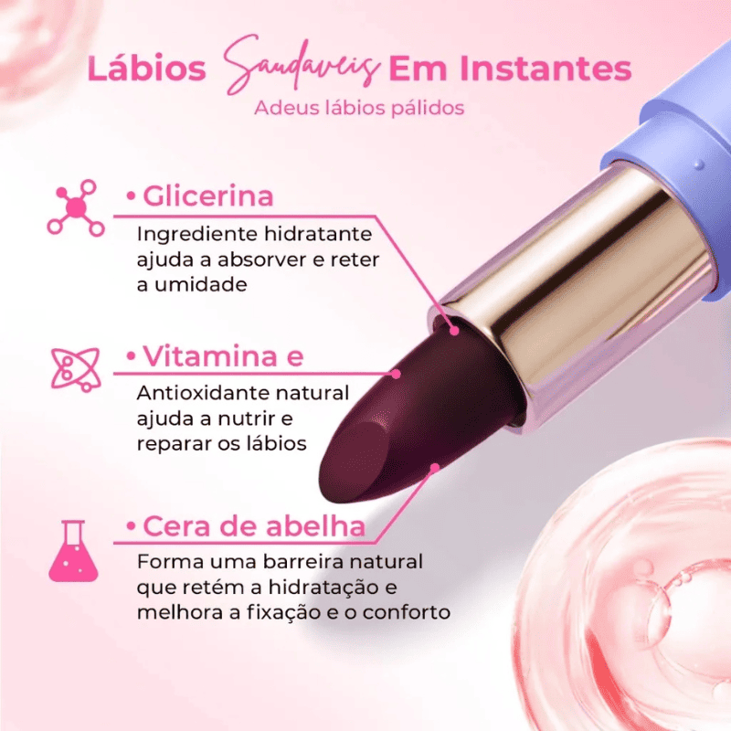 LipGlow – Bálsamo Adaptativo com Hidratação e Cor Natural Personalizada [Compre 1 & Leve 2]