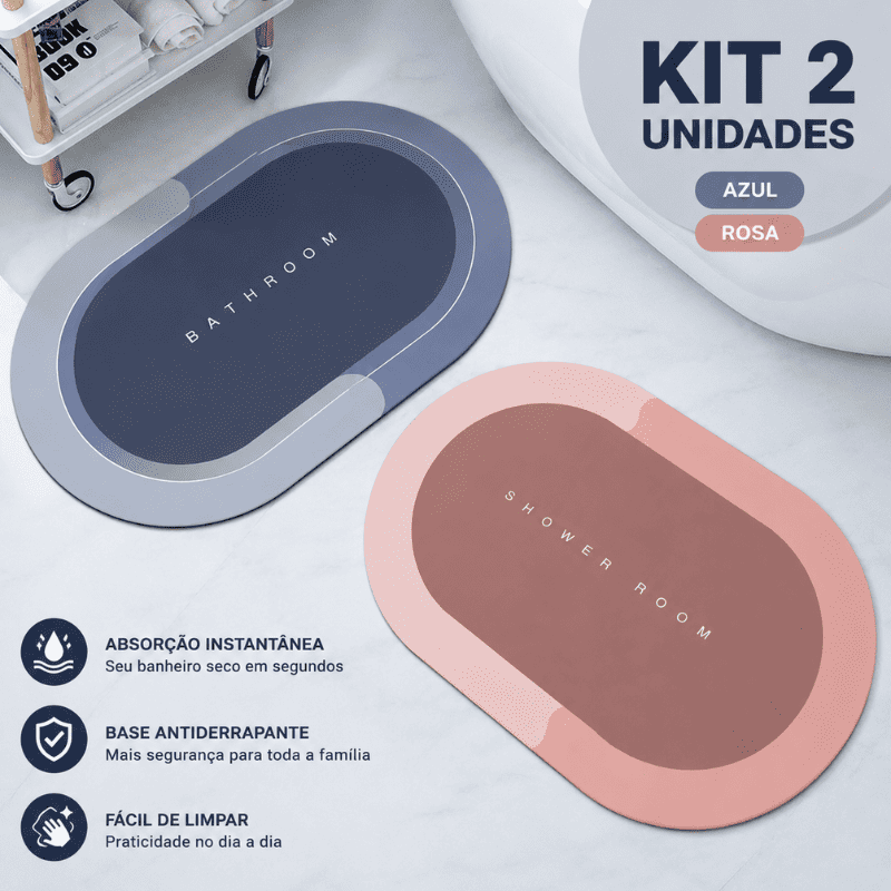 Tapete de Banheiro Premium HydraMat™ – Tecnologia 4 Camadas com Secagem Instantânea