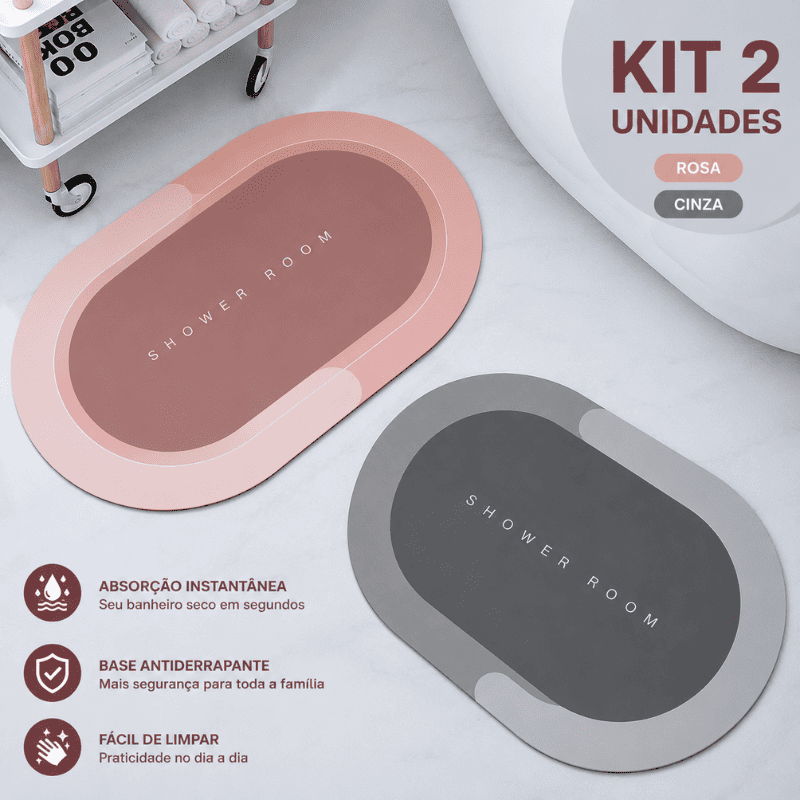 Tapete de Banheiro Premium HydraMat™ – Tecnologia 4 Camadas com Secagem Instantânea