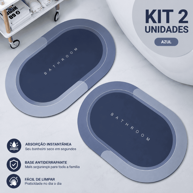 Tapete de Banheiro Premium HydraMat™ – Tecnologia 4 Camadas com Secagem Instantânea
