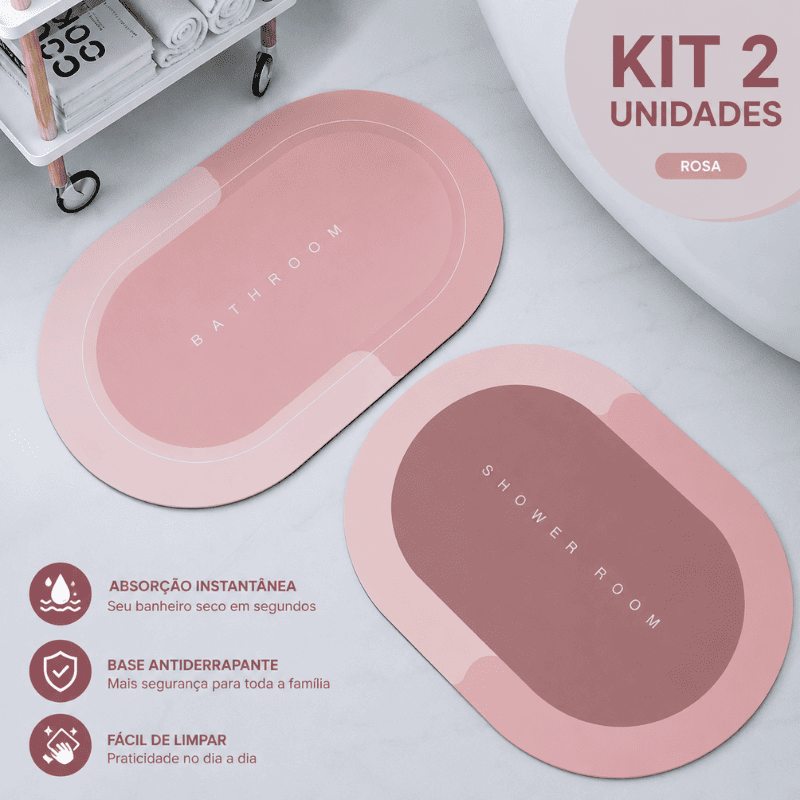 Tapete de Banheiro Premium HydraMat™ – Tecnologia 4 Camadas com Secagem Instantânea