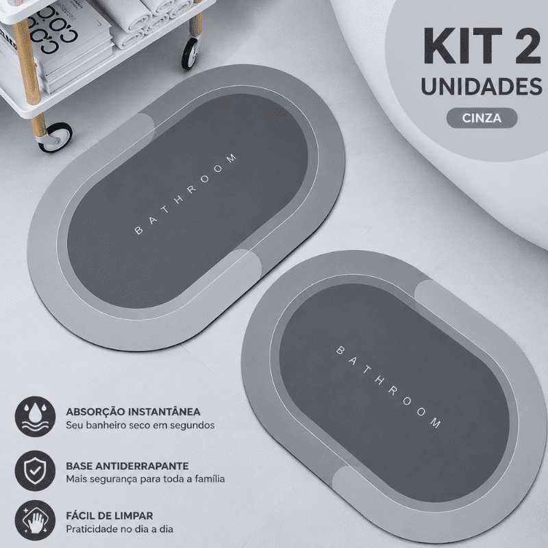 Tapete de Banheiro Premium HydraMat™ – Tecnologia 4 Camadas com Secagem Instantânea