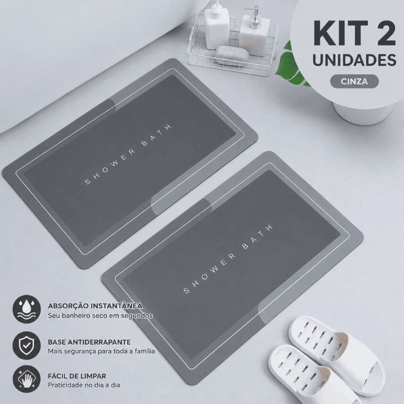 Tapete de Banheiro Premium HydraMat™ – Tecnologia 4 Camadas com Secagem Instantânea