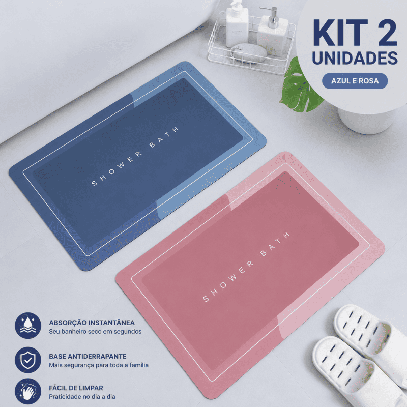 Tapete de Banheiro Premium HydraMat™ – Tecnologia 4 Camadas com Secagem Instantânea