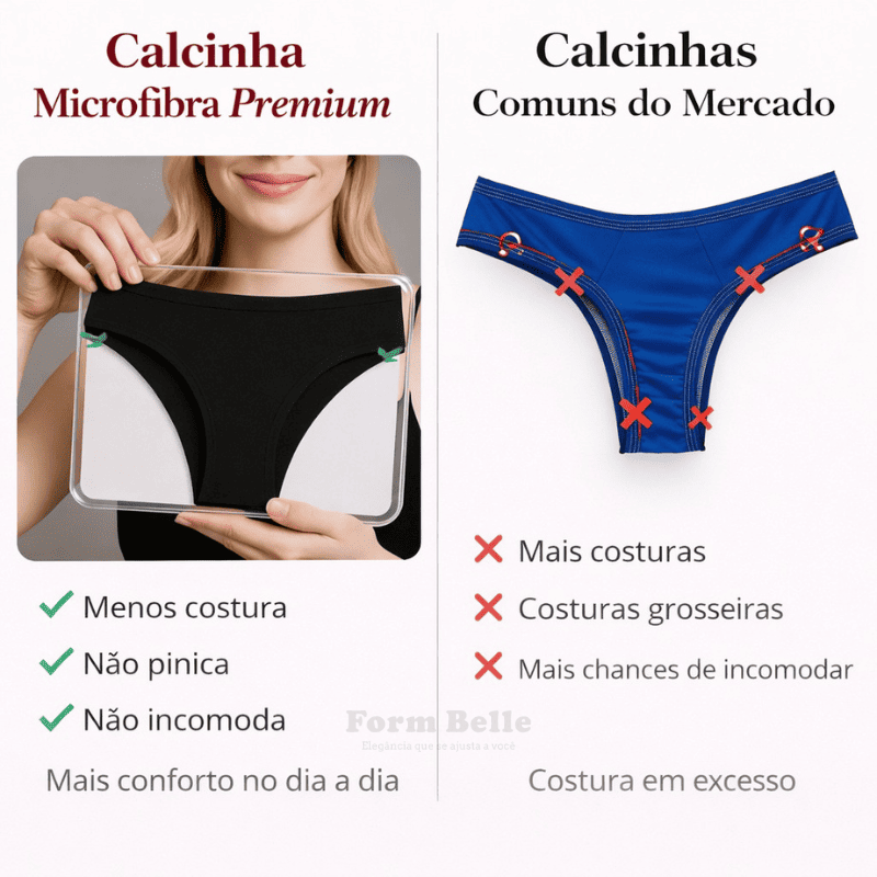 Kit 5 Calcinhas Soft Premium Invisíveis Sem Costura – Conforto Que Não Marca o Corpo