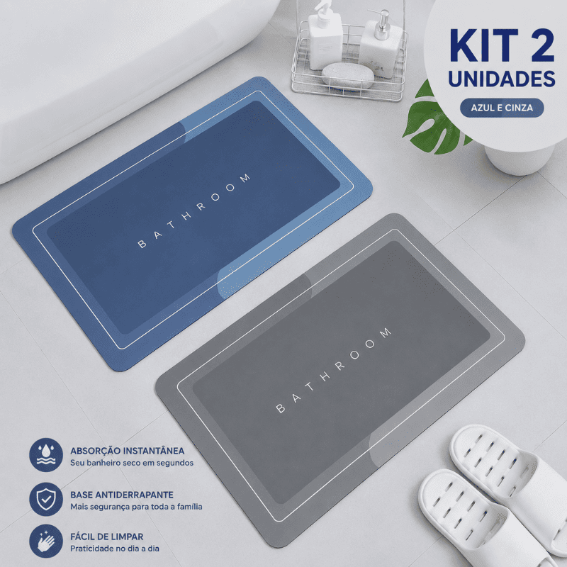 Tapete de Banheiro Premium HydraMat™ – Tecnologia 4 Camadas com Secagem Instantânea