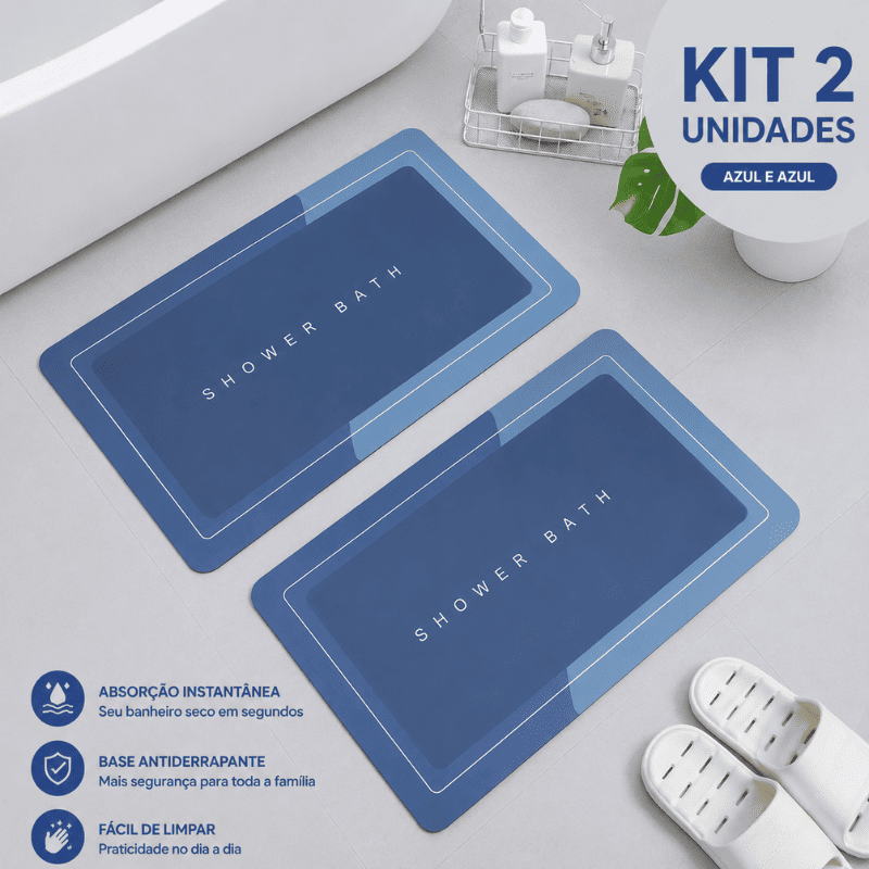 Tapete de Banheiro Premium HydraMat™ – Tecnologia 4 Camadas com Secagem Instantânea