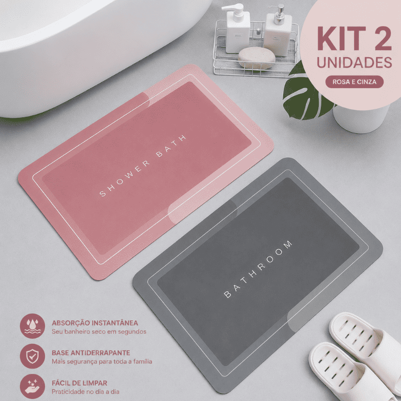 Tapete de Banheiro Premium HydraMat™ – Tecnologia 4 Camadas com Secagem Instantânea
