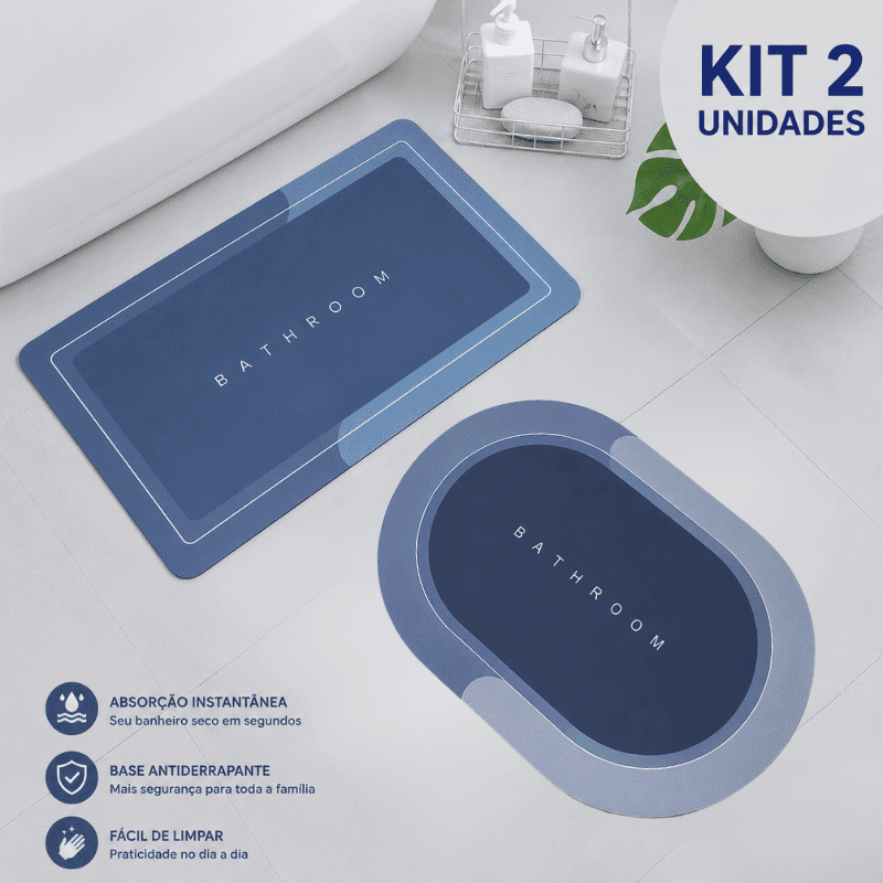 Tapete de Banheiro Premium HydraMat™ – Tecnologia 4 Camadas com Secagem Instantânea
