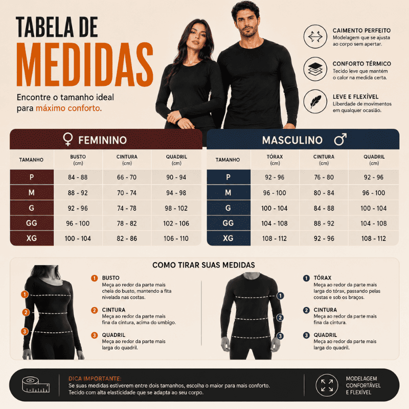 ThermoFlex™ – Segunda Pele Térmica Peluciada Premium - Menos Frio, Mais Conforto
