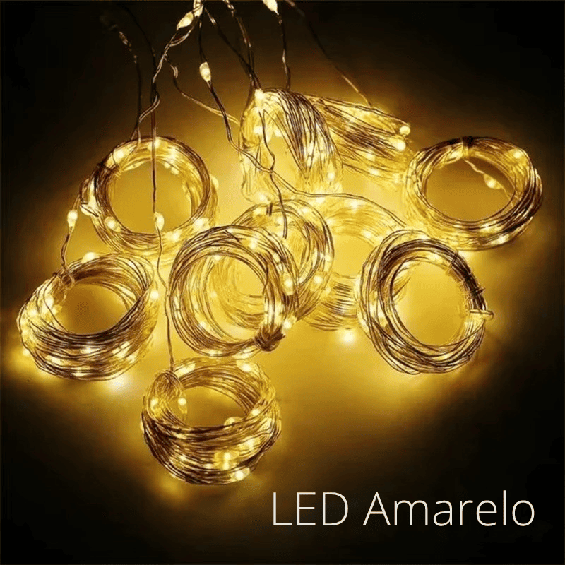 Cortina de LED Natalina 300 Luzes – 8 Efeitos Mágicos de Iluminação