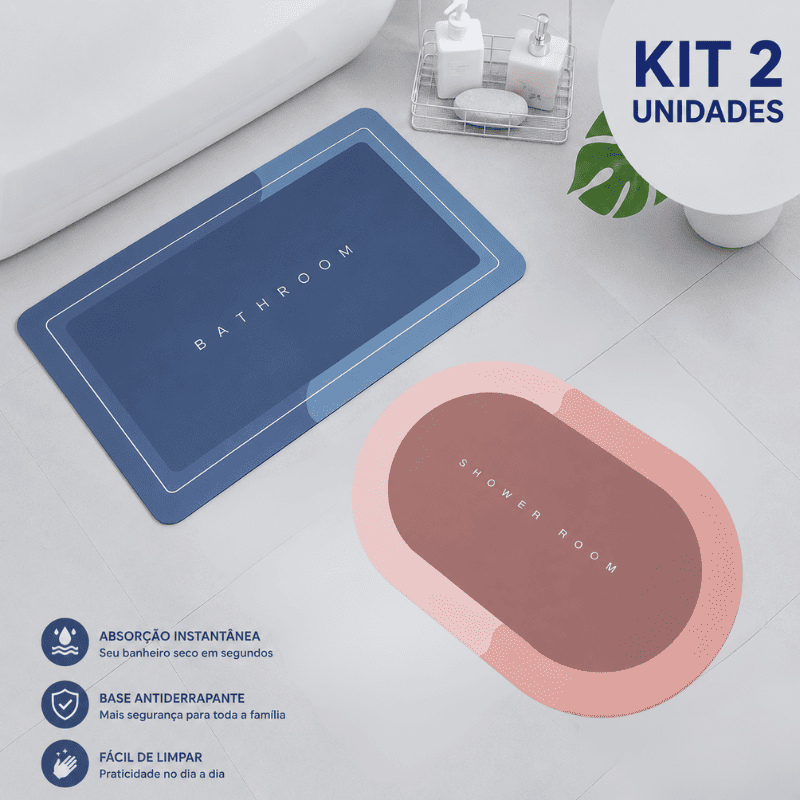 Tapete de Banheiro Premium HydraMat™ – Tecnologia 4 Camadas com Secagem Instantânea