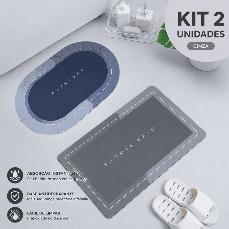 Tapete de Banheiro Premium HydraMat™ – Tecnologia 4 Camadas com Secagem Instantânea
