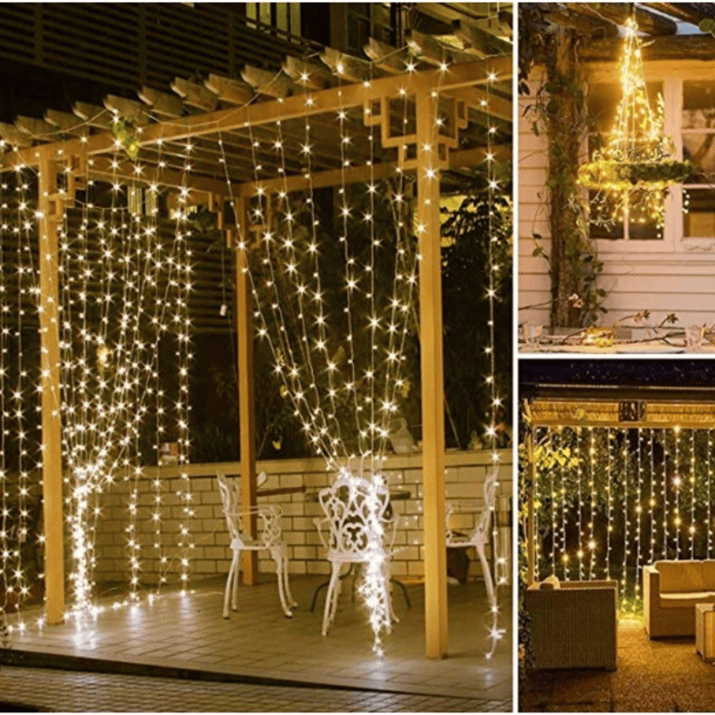 Cortina de LED Natalina 300 Luzes – 8 Efeitos Mágicos de Iluminação