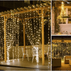 Cortina de LED Natalina 300 Luzes – 8 Efeitos Mágicos de Iluminação