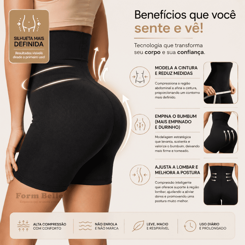 FormCurve™ Short Modelador 4D – Cintura Definida e Curvas Valorizadas