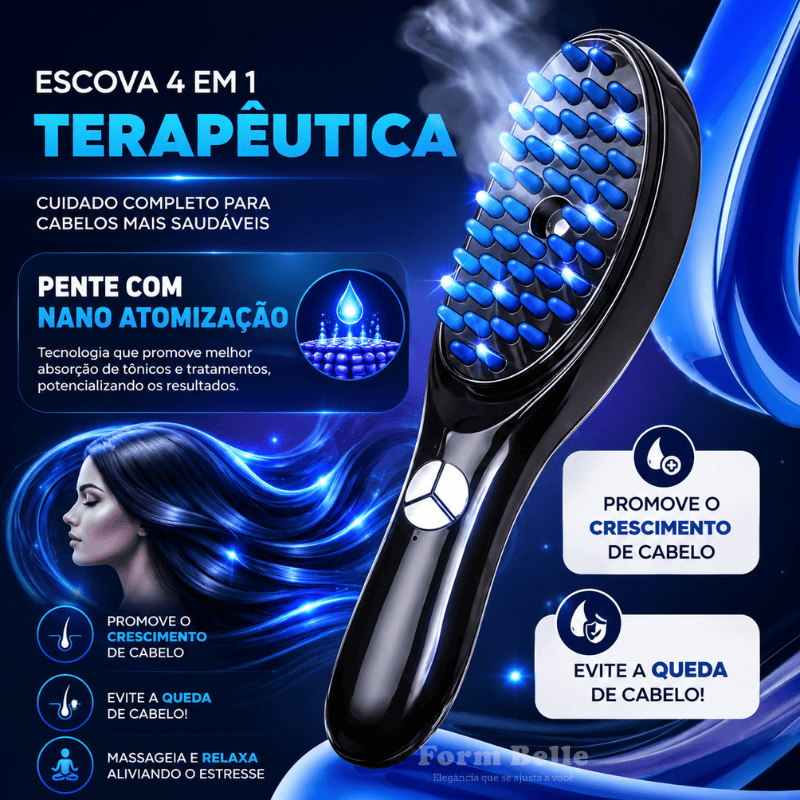 Escova Massageadora BelleHair™ - Crescimento Capilar Intensivo + Brinde