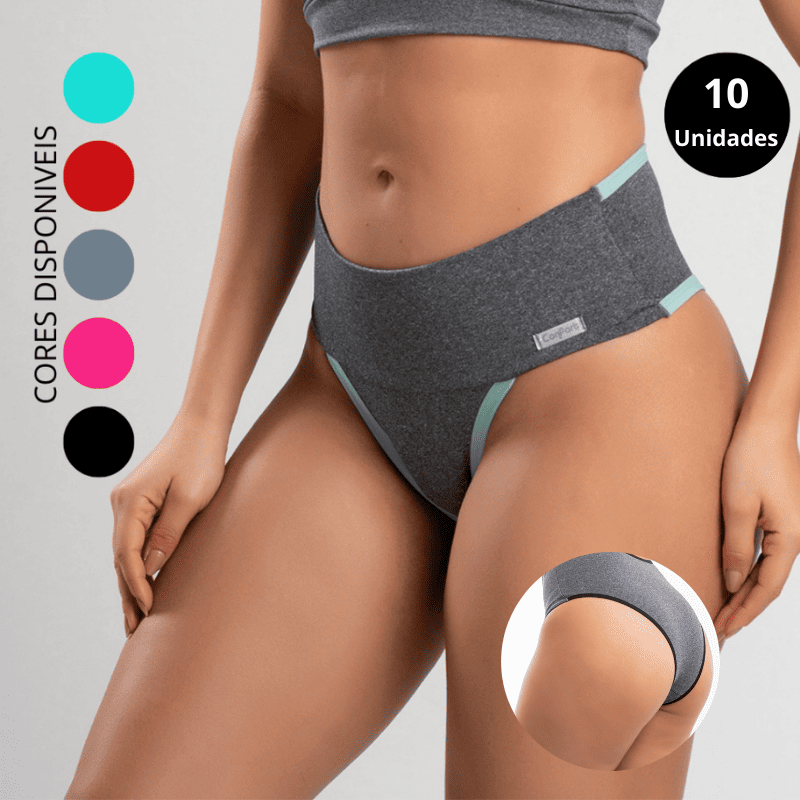 Kit Calcinhas Cintura Alta FitBelle [A Prova de Vazamentos]
