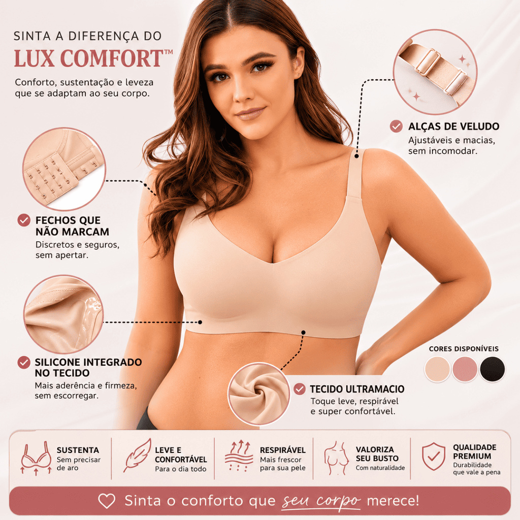 Sutiã Lux Comfort Sem Costura - Sustentação e Modelagem Perfeita [Compre 1 & Leve 2] + BRINDES