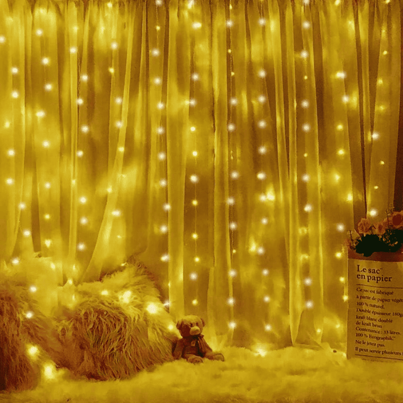 Cortina de LED Natalina 300 Luzes – 8 Efeitos Mágicos de Iluminação