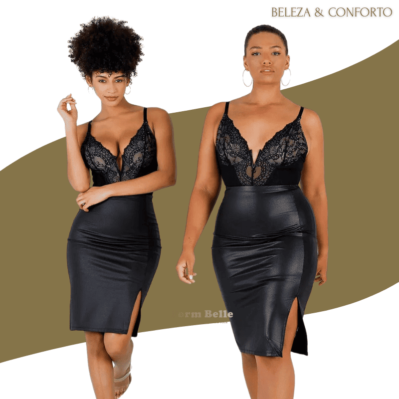 Saia Midi Modeladora de Couro - BelleForm