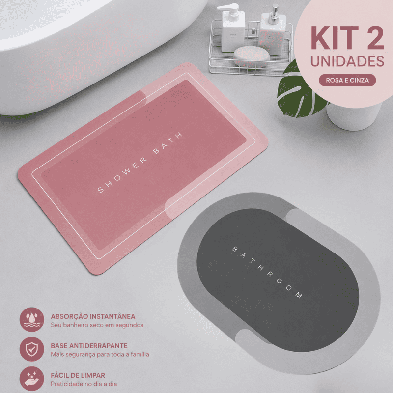 Tapete de Banheiro Premium HydraMat™ – Tecnologia 4 Camadas com Secagem Instantânea