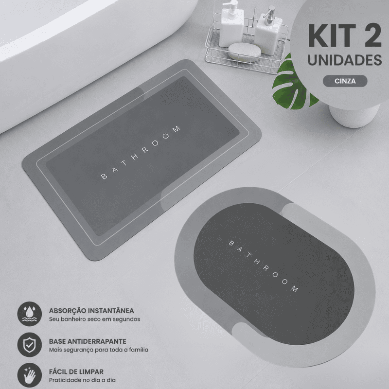 Tapete de Banheiro Premium HydraMat™ – Tecnologia 4 Camadas com Secagem Instantânea