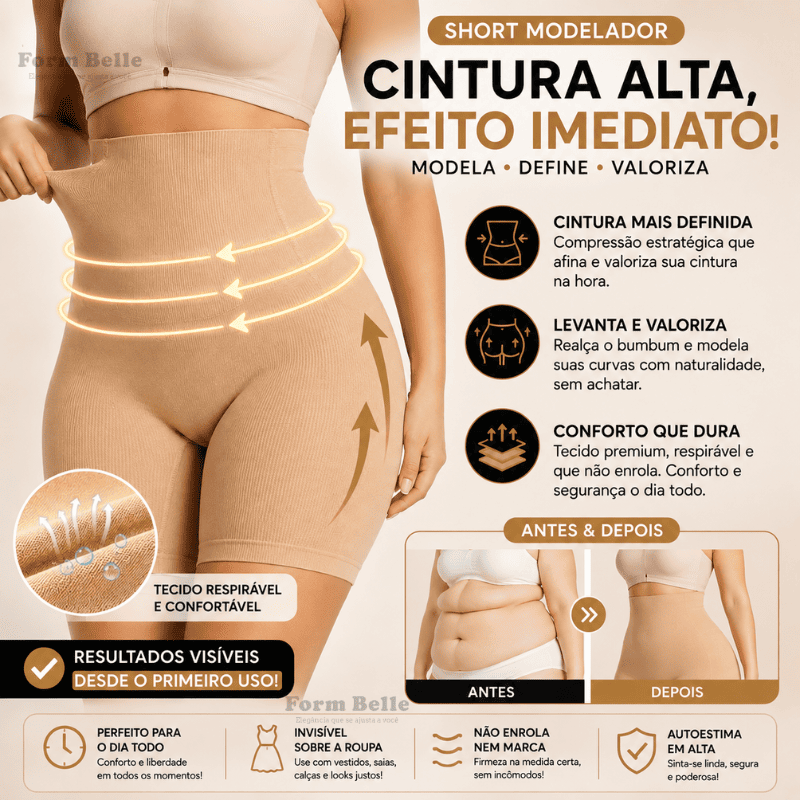 FormCurve™ Short Modelador 4D – Cintura Definida e Curvas Valorizadas
